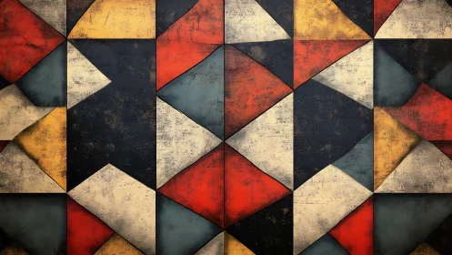 Cozy geometric quilt of warm vintage colors and shapes.