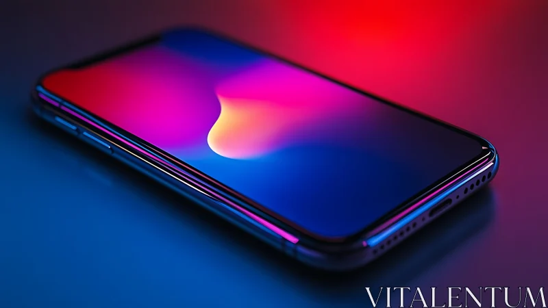 Modern Smartphone Glowing in Vibrant Neon Light.