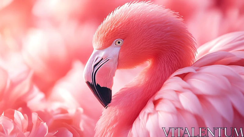 Pink flamingo portrait captures vibrant plumage details