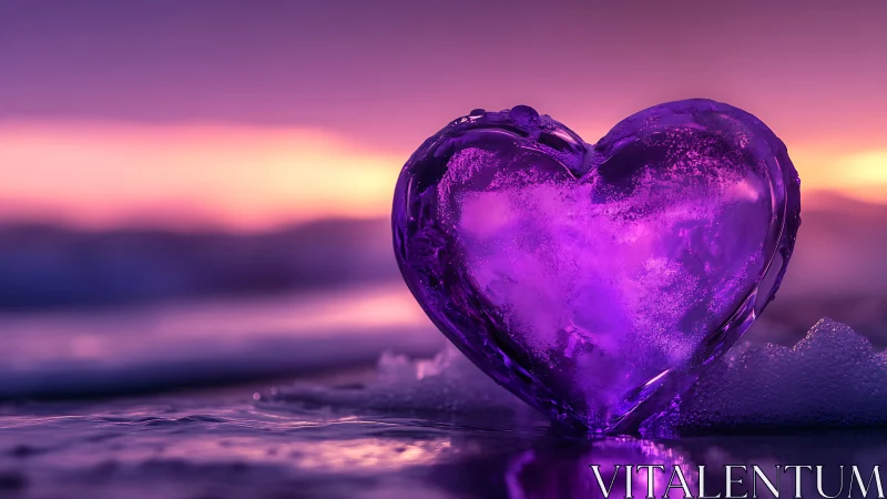 Crystalline Heart Glows Against Twilight's Embrace