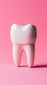 Glossy tooth model stands boldly on bright pink backdrop