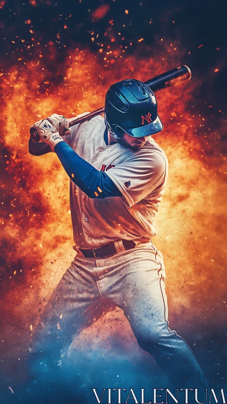 Flame-bright slugger carves molten arcs through the night