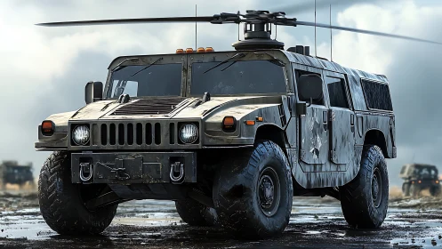 Rugged armored vehicle poised for adventure across muddy ground.