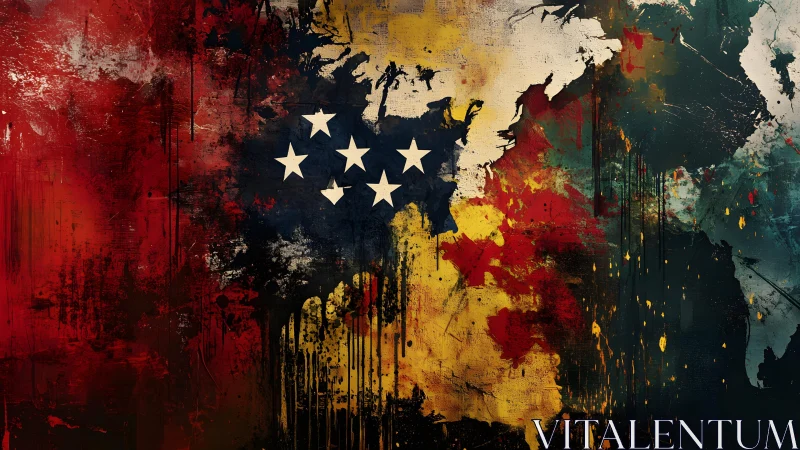 Abstract World Map With Stars in Bold Grunge Street Art Style.