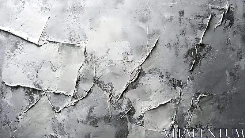 Abstract modern texture painting in grayscale with bold palette knife strokes.