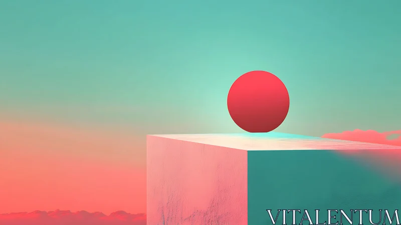 Soft neon sphere rests quietly above a pastel horizon