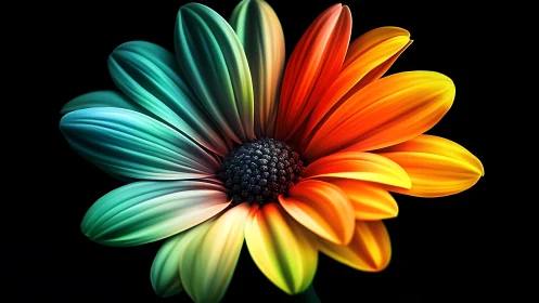 Multicolored flower bloom with radial gradient petals.