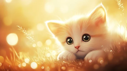 Golden Kitten Dreams in Sunlit Fields.