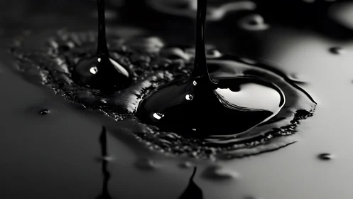 Close-up of glossy black liquid pour, high detail, modern style.