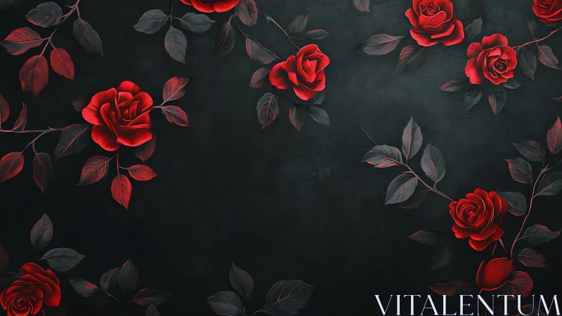 Scarlet Blooms Waltz Against Obsidian Depths