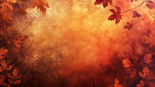 Autumn foliage background with scattered maple leaves pattern.
