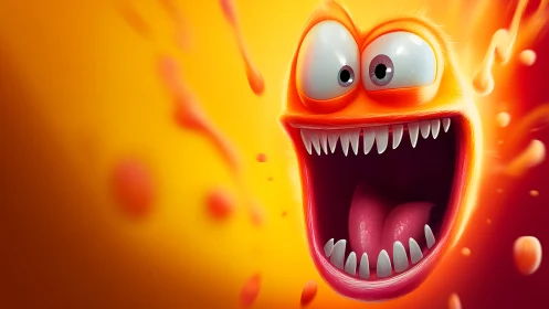 Joyfully wild orange character in a burst of bright color.