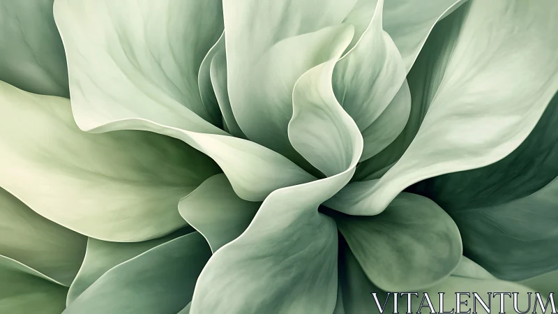 Close-up abstract rendering of layered succulent leaves.