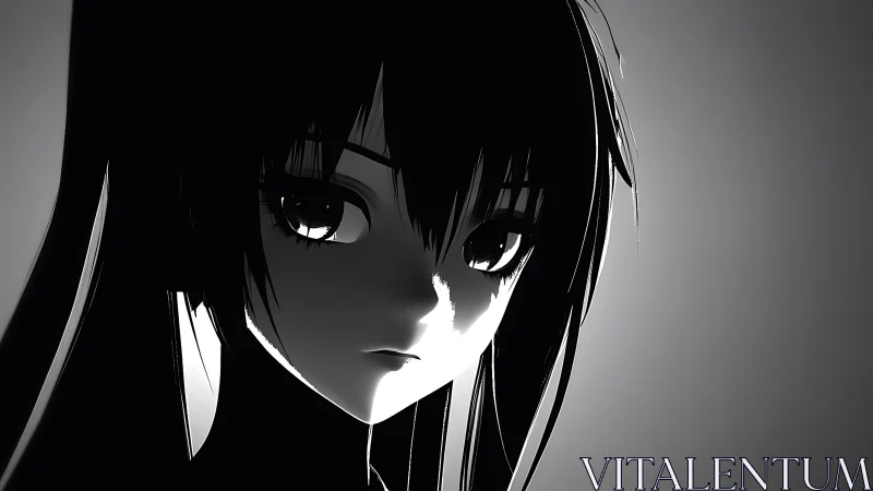 High contrast anime portrait isolates face with dramatic rim lighting