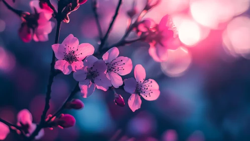 Luminous Blossoms Glow in Twilight's Mystical Embrace.
