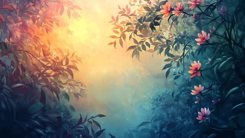 Gentle garden doorway opening into glowing morning light.