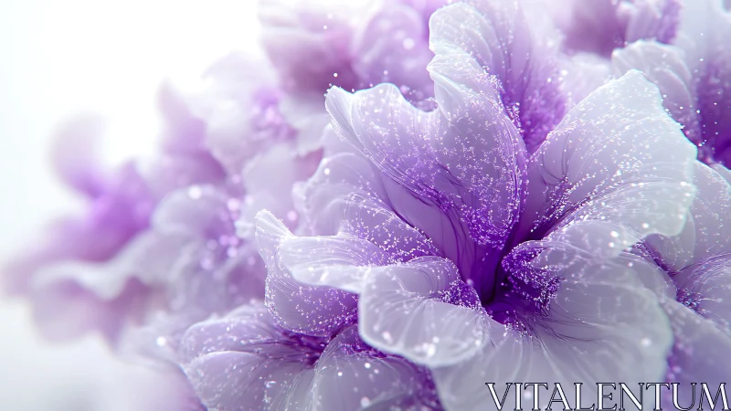 Dewdrop Dreams: Where Purple Petals Dance with Crystalline Sparkle