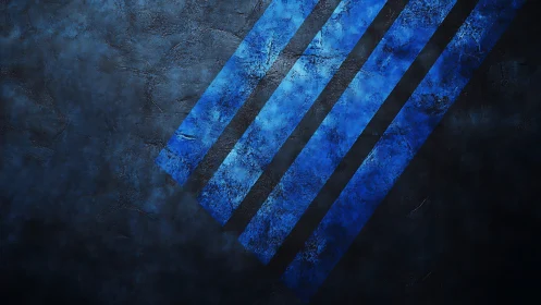 Midnight stone wall slashed by electric cobalt stripes.
