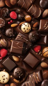 Chocolate Selection Arrangement with Nuts, Berries, and Cocoa