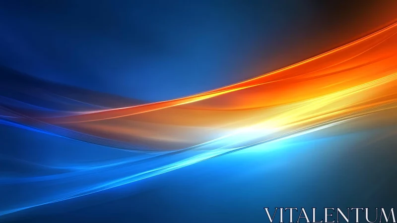 Dynamic blue and orange abstract waves in digital art style.