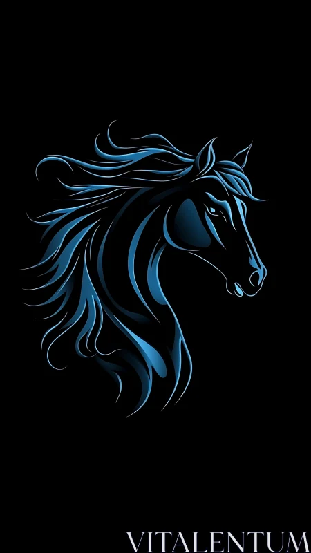 Midnight neon stallion with wind carved from electric blue.