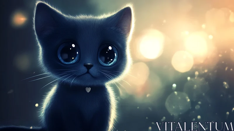 Blue Feline Portrait with Luminescent Background