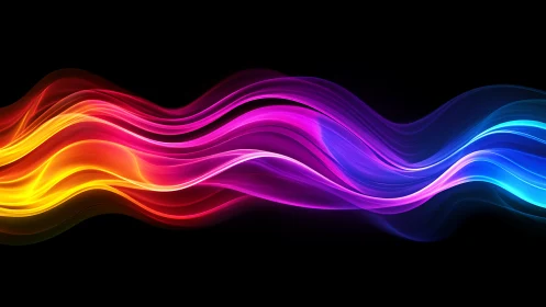 Flowing spectrum waves on deep black digital backdrop.
