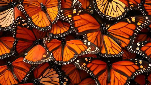 Clustered monarch butterfly wings form dense overlapping pattern