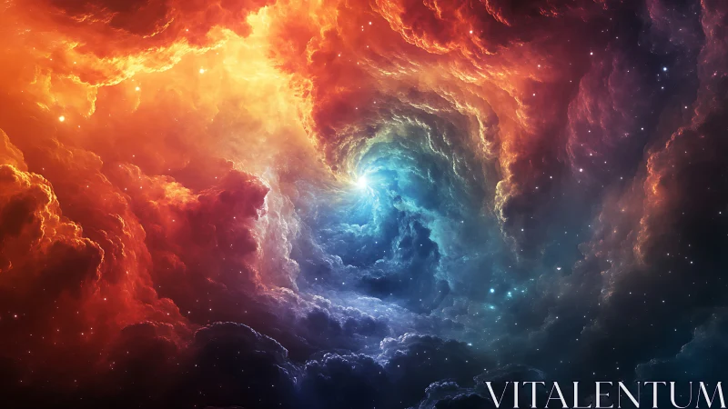 Radial nebula vortex with high contrast spectrum and volumetric clouds