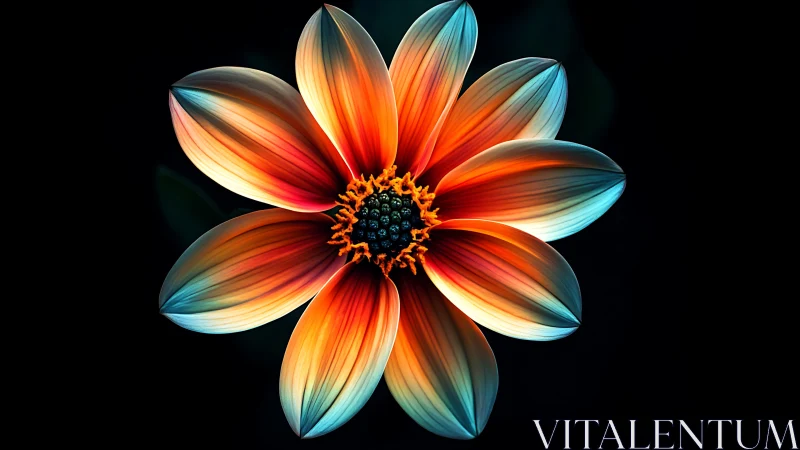 Digitally Rendered Composite Flower With Gradient Petals