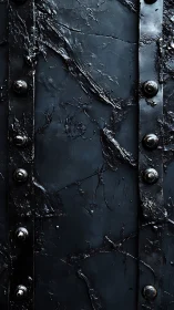 Industrial steel panel texture with riveted vertical bands.