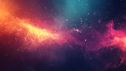 Solar-pink nebula river pirouettes across deep teal night