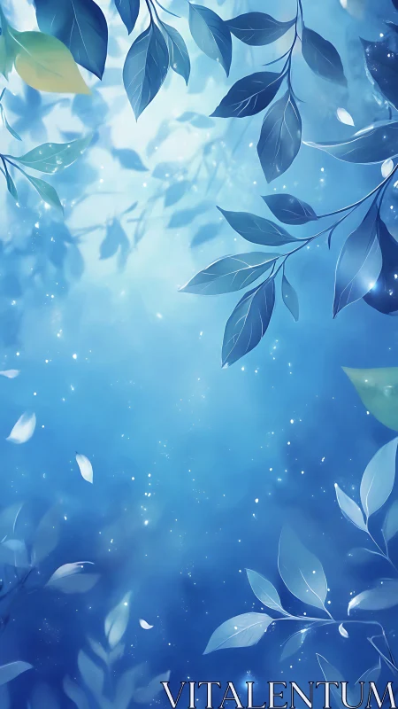 Luminous blue foliage drifting through soft ethereal light.