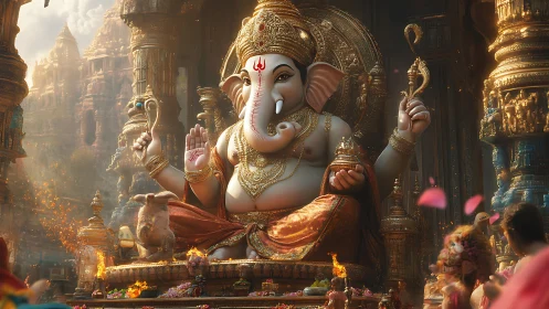 Golden Ganesha breathes light into a festival of sparks