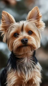 High-resolution close-up portrait of silky-coated small dog