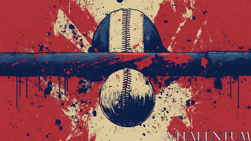 Baseball and bat rendered in high contrast splatter style
