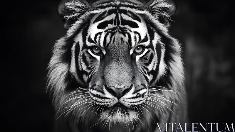 Silver-eyed tiger studies the silence between heartbeats