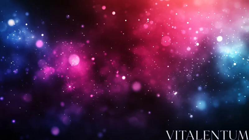 Digital nebula backdrop in vibrant bokeh galaxy field.
