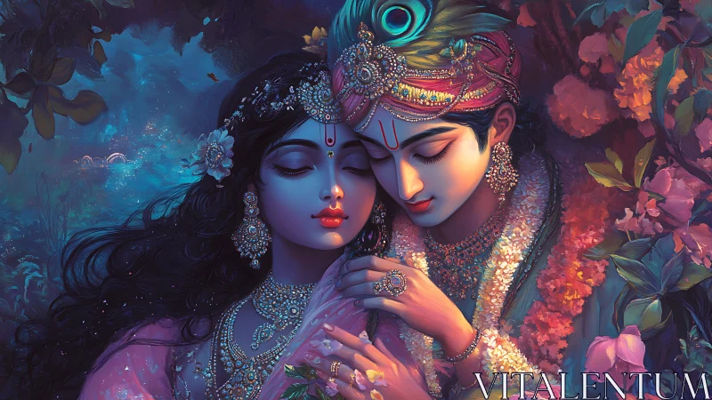 Divine Lovers in Luminous Garden Paradise.