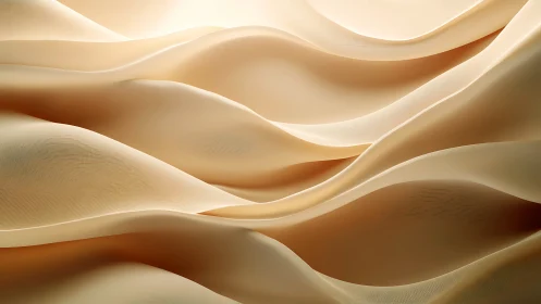 Soft golden fabric waves flow gently in warm glowing light