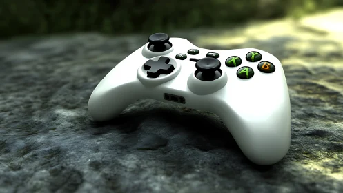 Xbox Controller 3D Render on Concrete Surface.