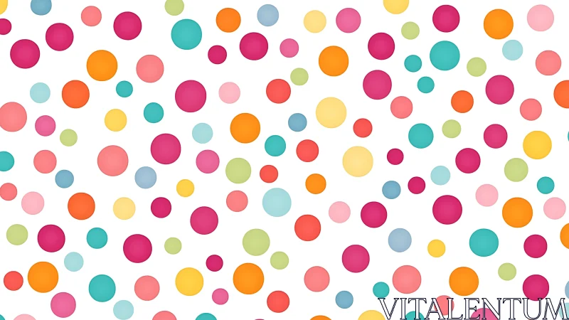 Multicolored circular dot pattern is distributed on white
