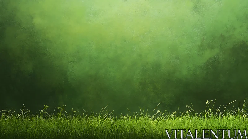 Sunlit grass border against soft green textured backdrop.