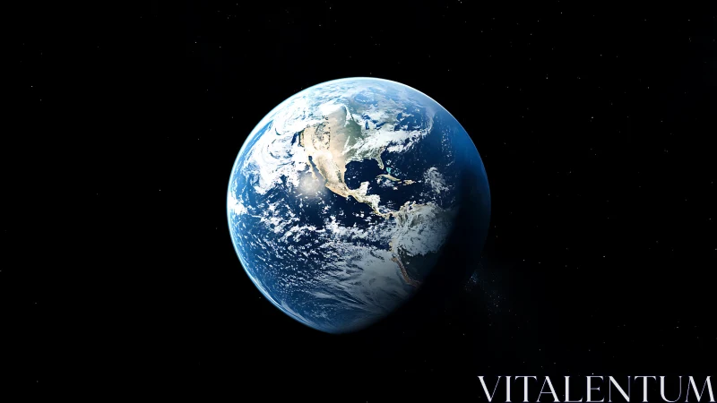 Earth viewed from space with illuminated American continents