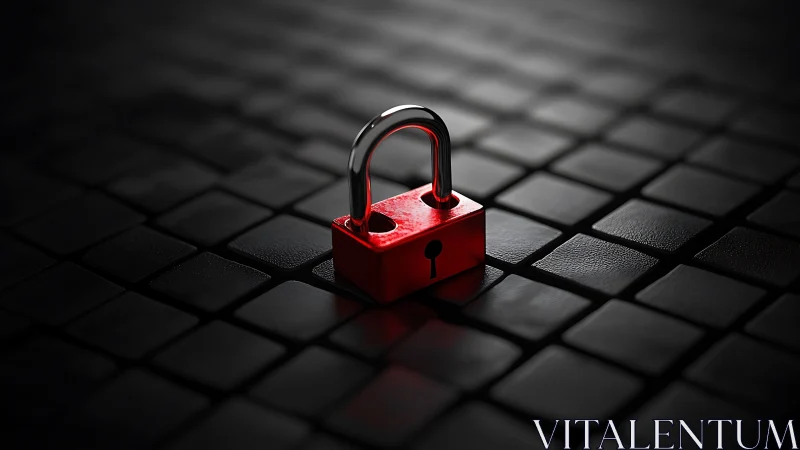 Red padlock on dark grid symbolizes centralized security control