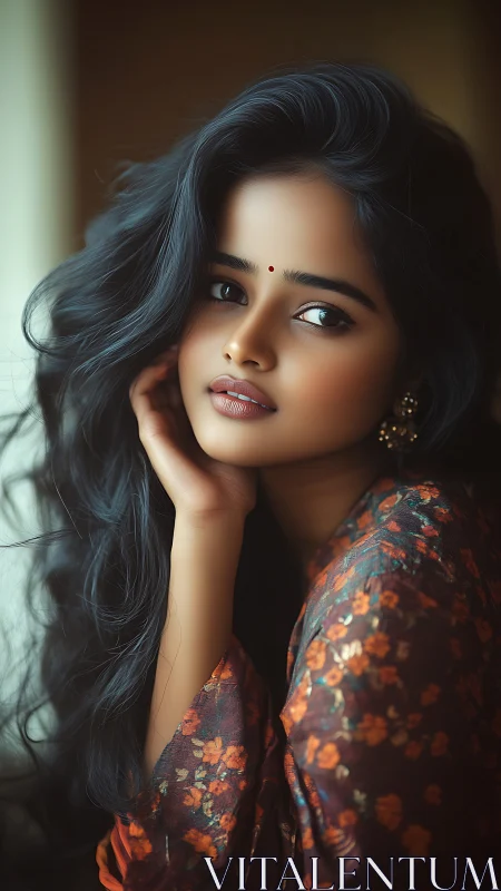 Digital painting portrait with soft-focus depth and warm palette.