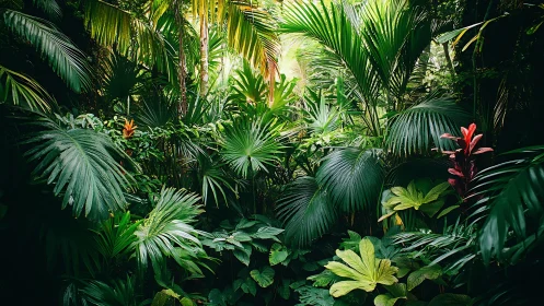 Vibrant Tropical Garden Bursting with Lush Green Paradise
