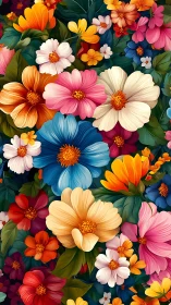 Vibrant Cosmos Garden. Floral Burst Illustration.