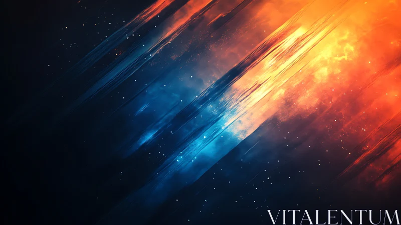 Diagonal cosmic light streaks in abstract digital painting.