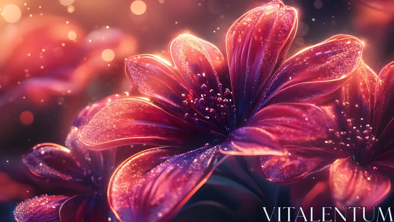 Luminous Flowers Glowing with Ethereal Light and Sparkle.